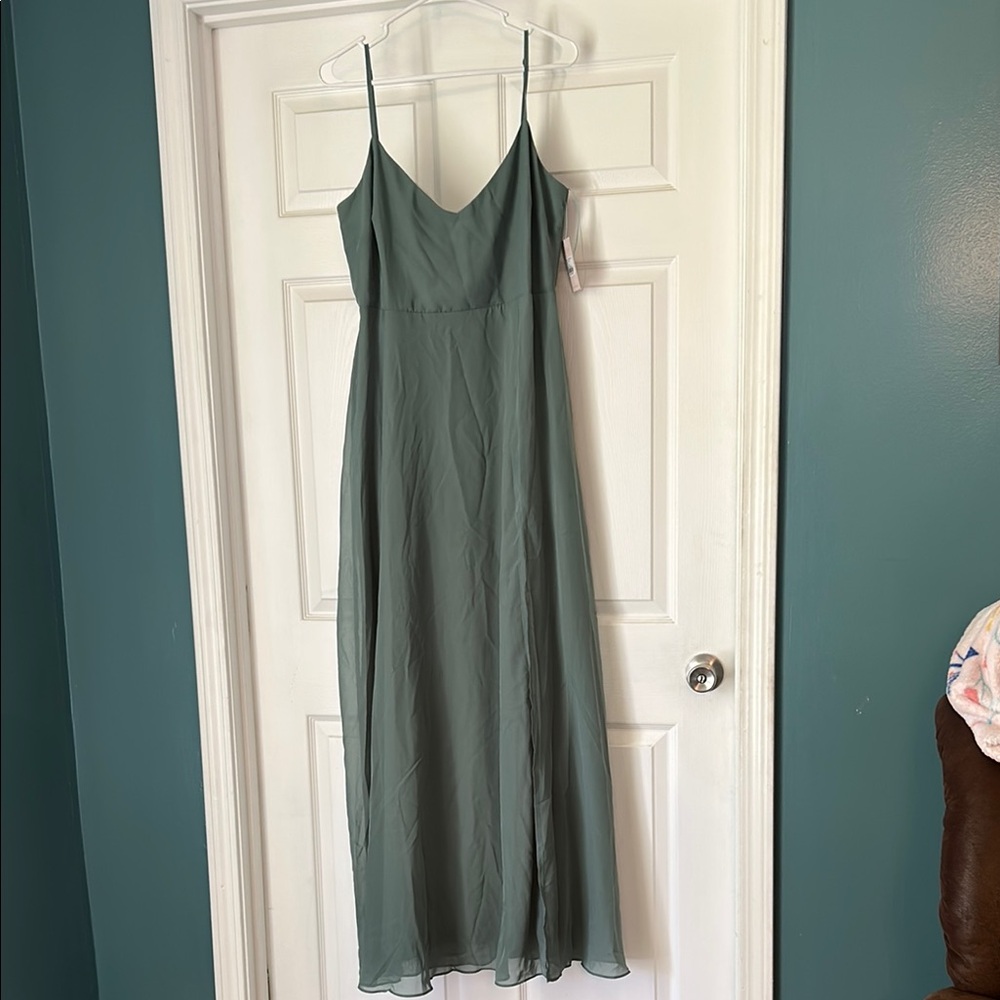 Birdy Grey, Devin Chiffon, Slit, Sea Glass Dress